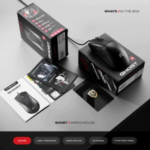 Cybeart Ghost 49g Ultra Light Wired Gaming Mouse 12800 DPI Black