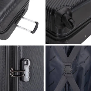 VIPTOUR ABS Hard Side 4 Piece Spinner Luggage Set Black VT-A390