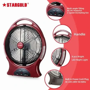 STARGOLD Rechargeable Fan 12" SG-4066 Portable Battery Operated Cooling Fan