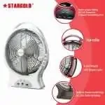 STARGOLD Rechargeable Fan 12" SG-4066 Portable Battery Operated Cooling Fan