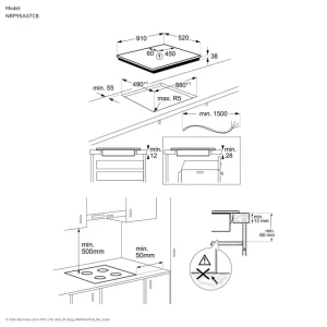 AEG 90cm Built In Radiant Hob Ceramic Glass Touch Control NRP95A07CB