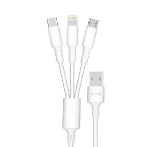 Xcell 3 in 1 USB Cable 2 Type-C 1 Lightning 1.5M White XL-CB-2C1L-1.5WHI
