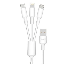 3-in-1 USB Cable Micro USB, Type-C & Lightning 1.5M White – XL-CB-A31