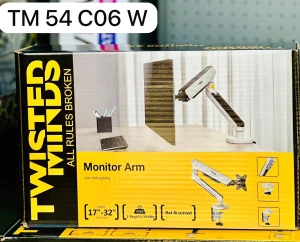Twisted Minds Single Monitor Desk Mount 17-32 Inch RGB Gas Spring Stand White