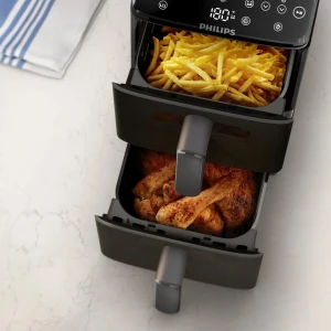 Philips 4000 Series 10L Stacked Dual Basket Airfryer Black NA460/09