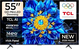 TCL 55 Inch QLED Mini LED Google TV 144Hz 55P8L