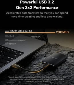 LEXAR Armor 700 Portable SSD 1TB 2000MB/s USB 3.2 Gen 2x2 LAR700X001T RNBNG