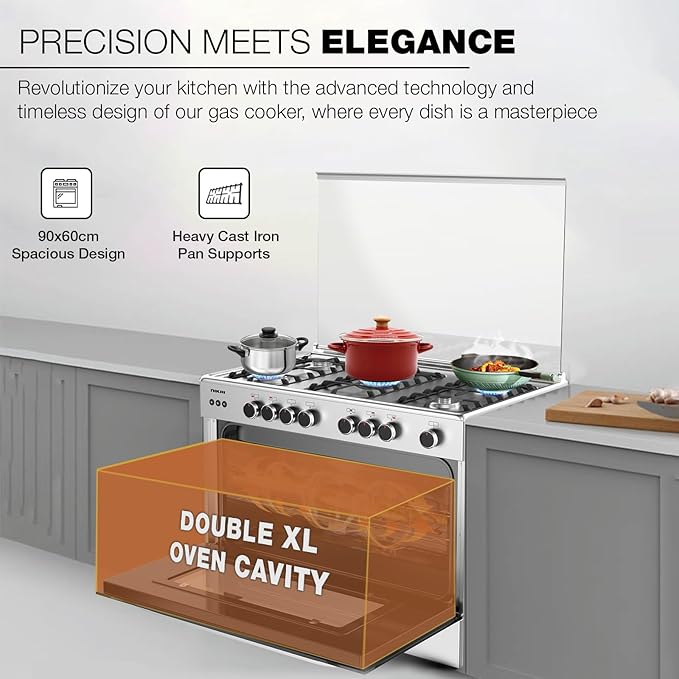 IGNIS Gas Cooker 90x60cm | 5 Burners | Gas Oven + Fan | Full Safety | Made in Italy | G1961FCDXTF