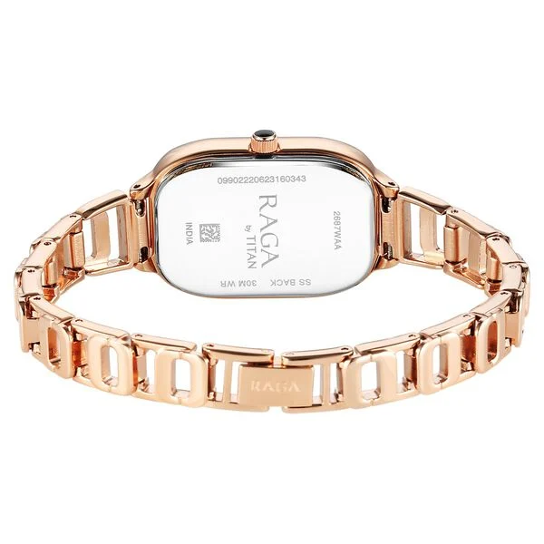 Titan Raga Chic Quartz Analog Black Dial Rose Gold Metal Strap Watch for Women 2687WM01