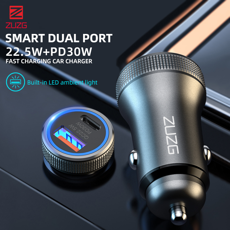 ZUZG ZC-C15PD 54W Car Charger – Dual Port Type-C PD + QC Fast Charging Adapter