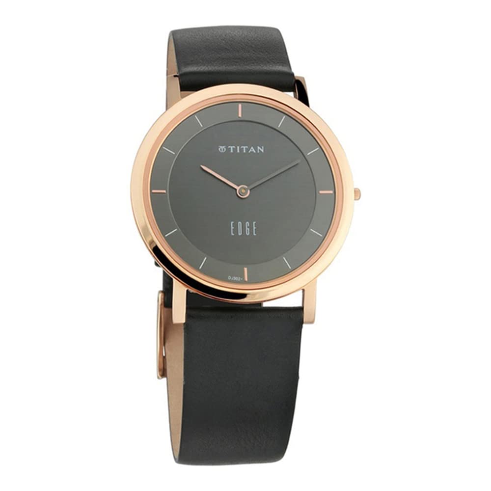 Titan Quartz Analog Anthracite Dial Leather Strap Watch for Men NM1595WL09