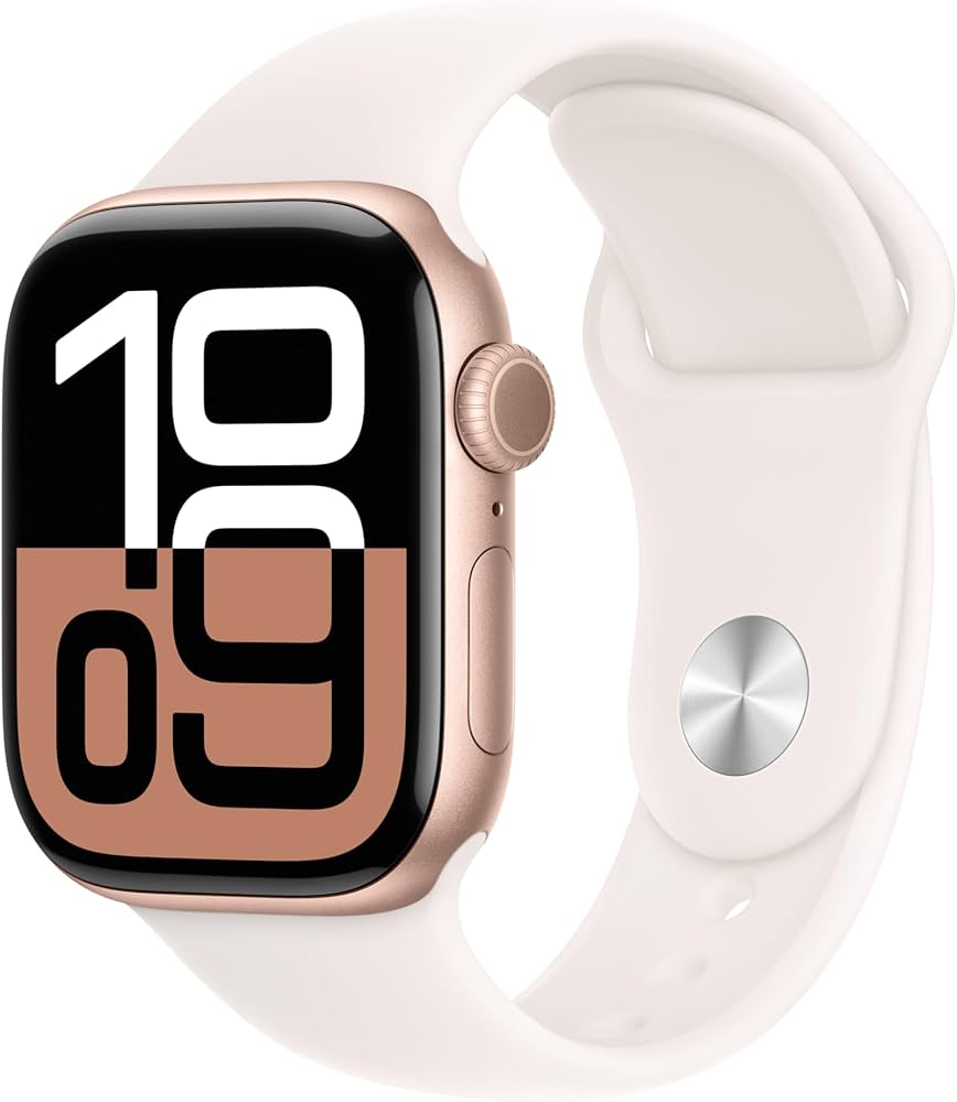 Apple Watch Series 10 42mm Rose Gold Aluminum Light Blue Sport Band Cellular (MWX93QA/A)