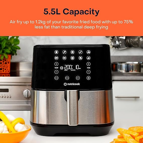 NutriCook NC-AF205 Rapid Air Fryer 5.5 L | 1700W Digital Smart Fryer | Qatar