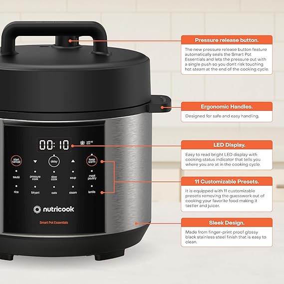 NutriCook NC-SP150 Smart Pot Essentials 4 L | 900W Stainless Steel Multi Cooker