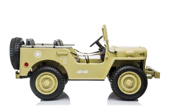 Military Jeep W1 AMT-1253202150 | 24V Ride-On Jeep with 4 Motors, Leather Seat & Bluetooth | AMTOY