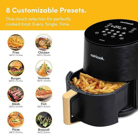 NutriCook NC-AF103K Air Fryer Mini 3L Black | Compact 1500W Digital Air Fryer