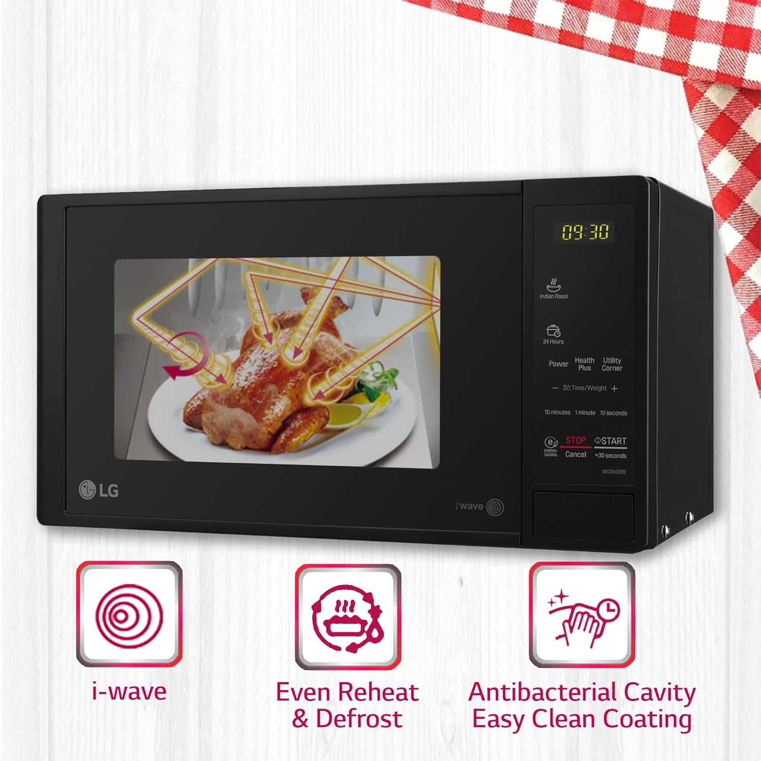 LG MS2042DB 20L Black Microwave Oven | Compact & Easy Cooking | Qatar
