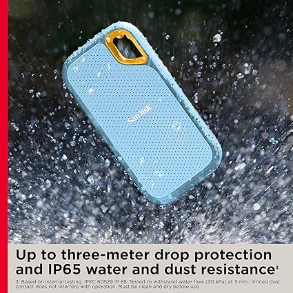 SanDisk Extreme Portable SSD V2 2TB USB 3.2 Gen 2 Sky Blue | 1050MB/s Rugged External SSD