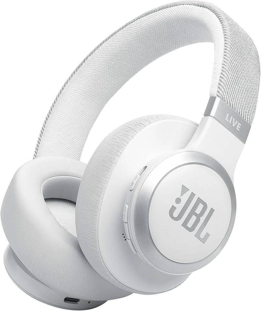 JBL Live 770NC White Wireless Over-Ear Headphones | True Adaptive Noise Cancelling & Deep Bass