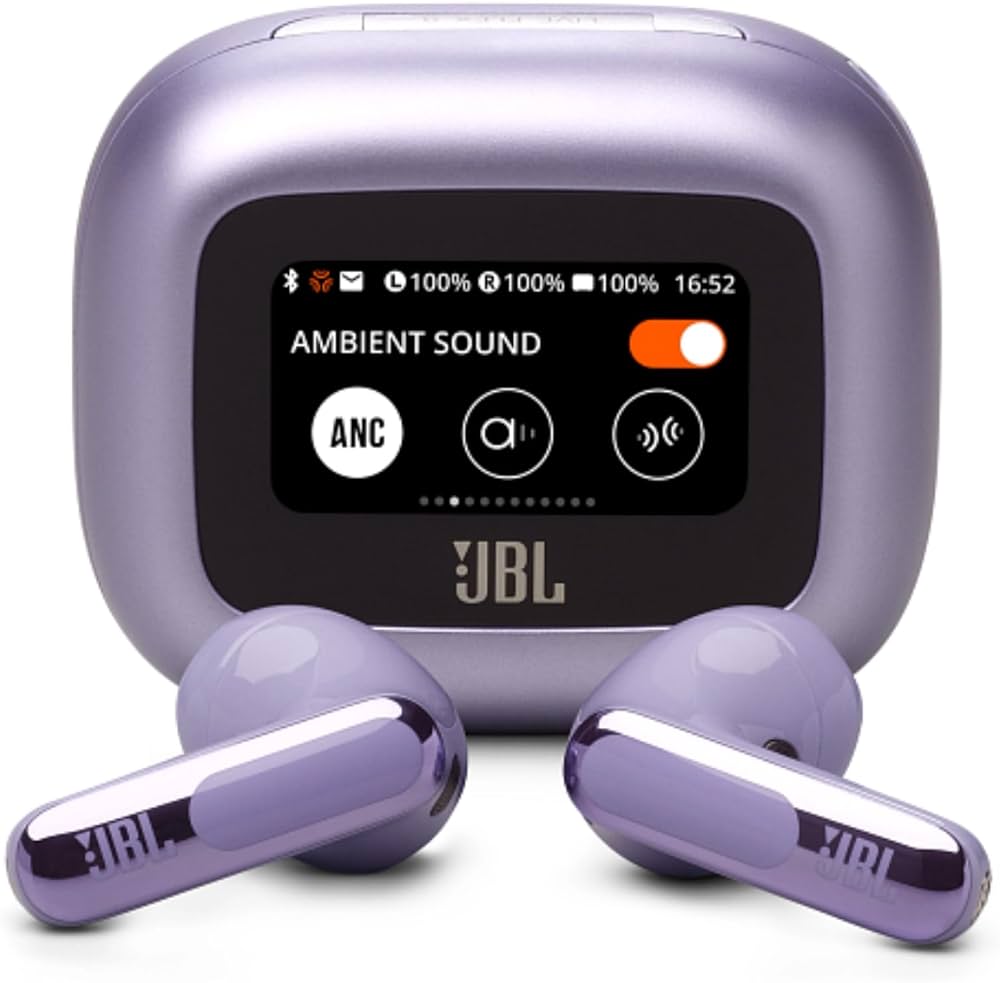 JBL Live Flex 3 Purple True Wireless Noise Cancelling Earbuds | Open-Stick Design & Pure Bass Sound