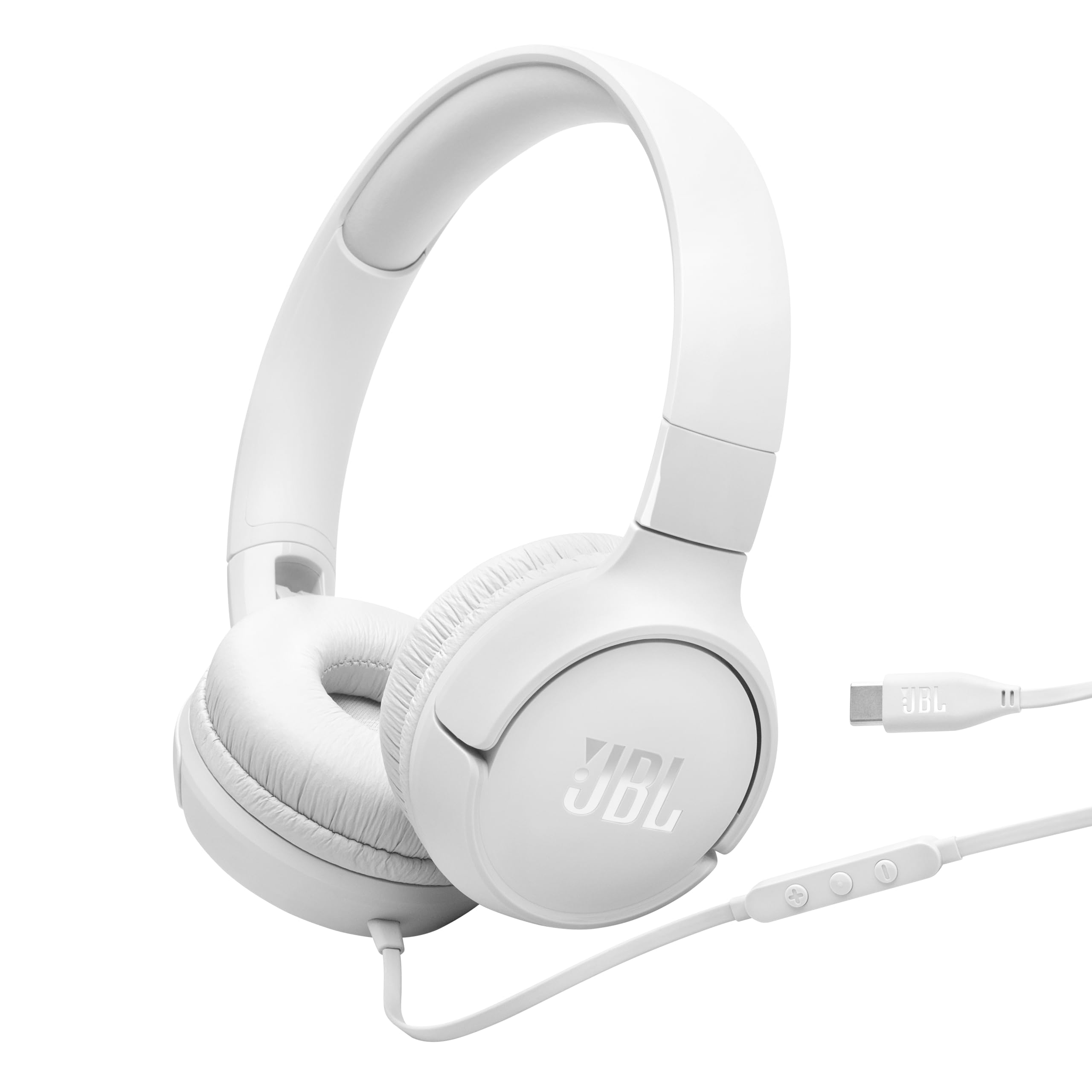 JBL Tune 520C USB-C White Wired Hi-Res On-Ear Headphones with Pure Bass Sound | Qatar-JBLT520C