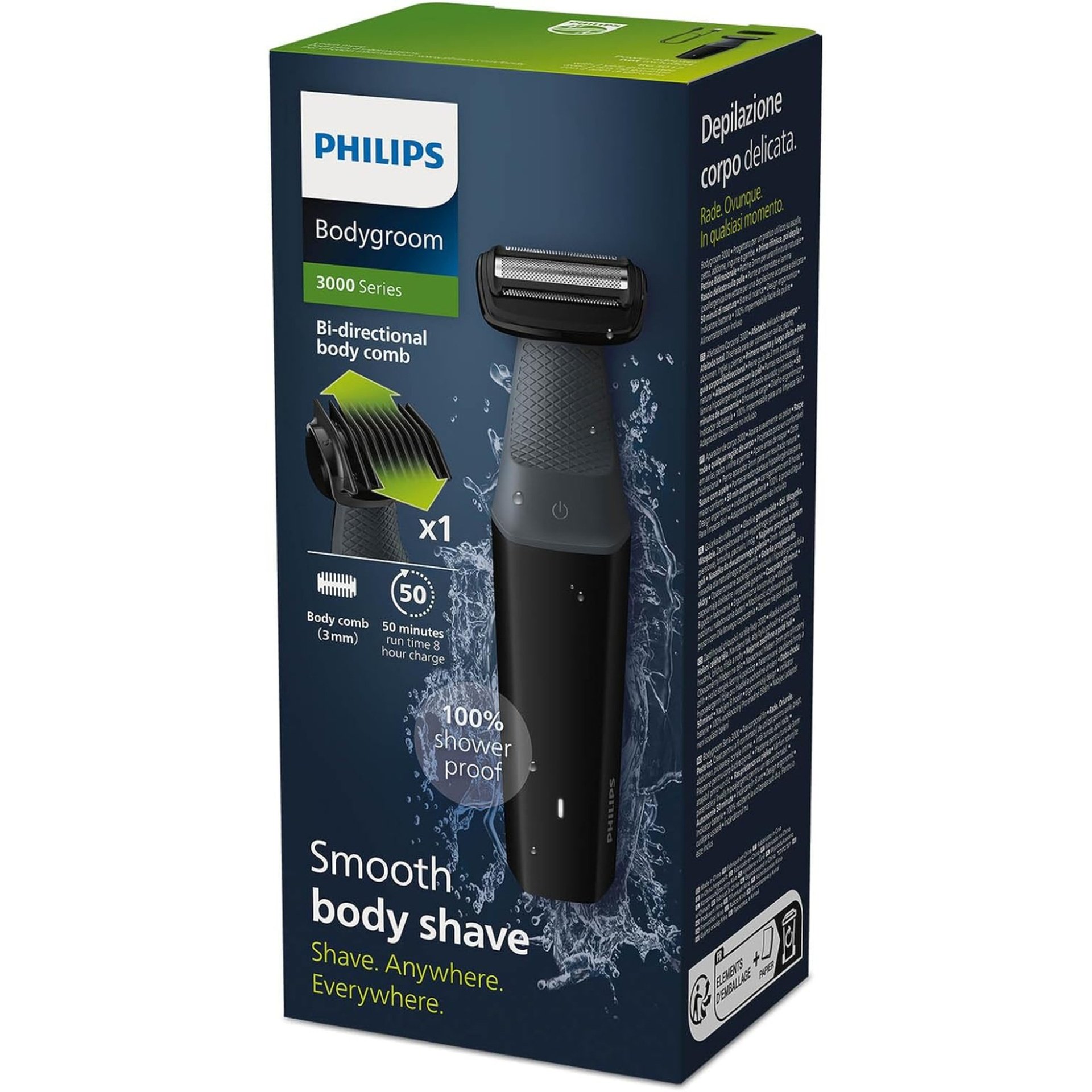 Philips Body Shaver 3000 Series BG3017/01 – Showerproof Male Grooming Set (Black)