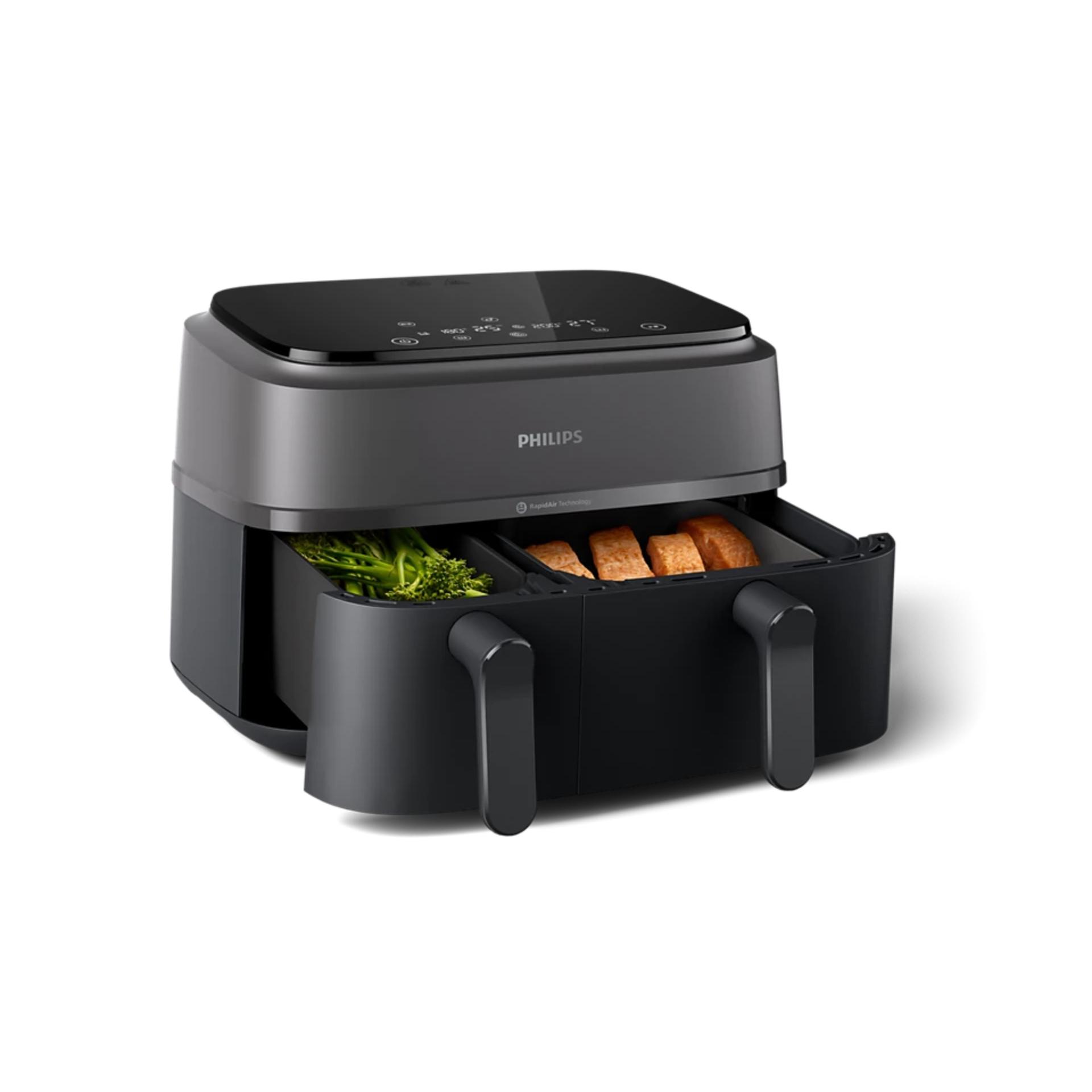 Philips Dual Basket Airfryer 3000 Series NA350/00 | 8.3L Large Capacity Healthy Fryer